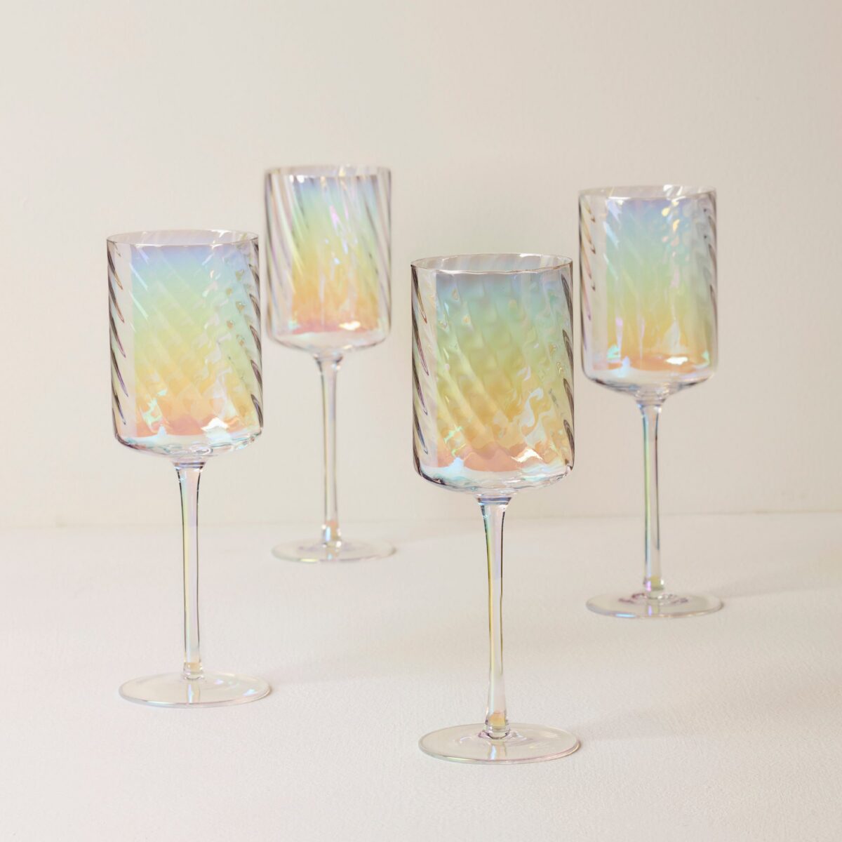 Iridescent Red Wine Glasses - Set of 4