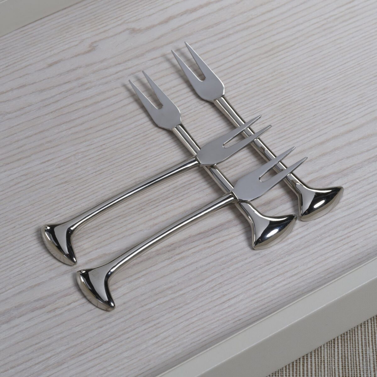 Nickel Cheese and Cocktail Forks Set of 4