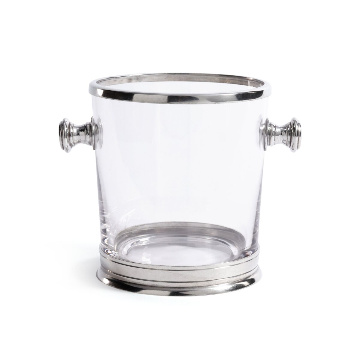 Pewter and Glass Ice Bucket with Side Handles
